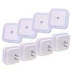TTLIFE Sensor LED Night Light Lamp with Dusk to Dawn Smart On/Off Auto Sensor Control, Mini Square Soft Brightness LED Night Light Lamps for Bedroom,Kids Room, Hallway, Stairs-White,Pack of 8