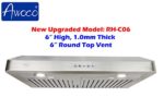 Awoco RH-C06-30 Classic 6″ High 1mm Thick Stainless Steel Under Cabinet 4 Speeds 900CFM Range Hood with 2 LED Lights, 6″ Round Top Vent – 30″ Width