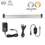 Under Cabinet Lighting – Ultra Thin, 2 Coin Thickness LED Light Plug-In, Full Range Dimmable with 42 LEDs,Large Area Illuminated, Easy Installation, Natural White 12V/1A 5W/450LM CRI90, All in One Kit