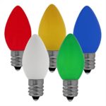 NORAH DECOR Opaque LED C7 Multicolor Christmas Replacement Night Light Bulbs, Commercial Grade,Supper Brightness LED, Fits Into Candelabra E12 Base Sockets, 25 Pack