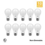LUNO A19 Non-Dimmable LED Bulb, 9.0W (60W Equivalent), 800 Lumens, 4000K (Neutral White), Medium Base (E26), UL Certified (10-Pack)