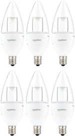 AmazonBasics 40 Watt Equivalent, Soft White, Dimmable, B11 LED Light Bulb – 6 Pack