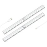 OxyLED Motion Sensor Closet Lights, Under-Cabinet Lightening, USB Rechargeable, Stick-on Cordless 20 LED Night Light Wardrobe Stairs Step Light Bar, Safe Lights W/ Magnetic Strip, 2 Pack, T-02S