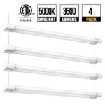 36W 4FT LED Utility Shop Lights for Garage, BBOUNDER Hanging Lighting Plug in 3600 Lumens 5000k Daylight, Double Fixtures With Mounting Hardware Included for Workshop Basement Workbench （4 Pack）