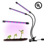 Dual Head LED Plant Grow Light 18W Dimmable 2 Levels Adjustable 360 Degree Flexible Gooseneck for Indoor Plants Hydroponics Greenhouse Garden Home Office[UL certification, 2017 Upgraded]
