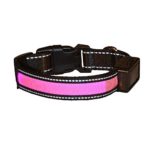 Pevor LED Dog Collar USB Solar Rechargeable Nylon Reflective with Water Resistant Flashing Light 7 Colors Night Safety Collars Cable Included