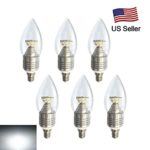 RCLITE (6 Pack) LED E12 Candelabra Base Bulb, 5W Cool White 6000K LED Candle Bulbs, 40 Watt Incandescent Bulb Replacement, 450 Lumens LED Bulb Lights, Non-dimmable, Sharp Tip Chandelier