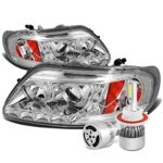 Ford F150 / Expedition Chrome Housing Amber Corner Dual Halo Projector Headlight + H3 LED Conversion Kit W/ Fan