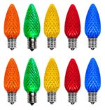 Pack of 25 LED C9 Multicolor Replacement Christmas Light Bulbs for Light Strand, Commercial Grade Dimmable Holiday Bulbs , 5 Diode (LED’s) in each Bulbs, Fits in E17 Sockets