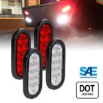 OLS 2 RED + 2 WHITE 6″ Oval LED Trailer Tail Light Kit – DOT Certified STOP TURN BRAKE REVERSE BACK UP Tail Light