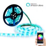 YIHONG LED Strip Lights Work with Alexa Waterproof RGB Light Strip 16.4FT 150 5050 SMD Smart Rope Lights Smartphone APP Controlled Google Assistant Compatible LED Lights For Home Decoration