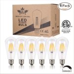 6W Dimmable Vintage Edison Style Light Bulb- Incandescent LED Bulb- E26 Base,ST64(ST21) 550LM,Warm White (2700K-3200K),Clear Glass Cover,Equivalent to 60w- 6 Pack- For Indoor Use