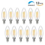 SHINE HAI Candelabra LED Filament Bulbs Dimmable 40W Equivalent, 2700K Chandelier B11 LED Bulb E12 Base Decorative Candle Light Bulb (12-Pack)