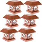 GreenLighting Outdoor Summit Solar Post Cap Light for 4×4 Wood Posts 6 Pack (Brushed Copper)