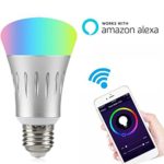 Wifi Smart LED Light Bulb Works with Alexa No Hub Required, LinkStyle E27 Smart Wifi Bulb RGB Multi Color Dimmable Daylight Night Light Timer App Control for iPhone iPad Samsung Galaxy LG HTC (2 Pack)