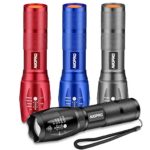 AUOPRO Super Bright Tactical LED Flashlight[4 PACK], 800 Lumens CREE XML-T6, Zoomable, 5 Modes, Water Resistant Handheld Torch Light for Camping, Outdoor, Home and Emergency