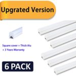 (Pack of 6) LED T5 Integrated Single Fixture 4FT,20W,2200lm,6500K (Super Bright White),Utility led Shop Light, LED Ceiling light and Under Cabinet Light, Corded electric with built-in ON/OFF switch