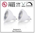 CBConcept UL-Listed MR16 GU5.3 LED Bulb, 2-Pack, 5 Watt, Dimmable 500 Lumen, Warm White 3000K, 36° Beam Angle, 12 Volt AC/DC,50W Equivalent,Recessed/Track/Landscape Lighting, Spotlight, LED Light