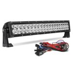 22″-24″ 4D LED Light Bar 200W with 8ft Wiring Harness Kit, Straight Fish Eye Lens 20000Lumens Offroad Automotive Spot & Flood Combo Beam Work Light + Adjustable Mounting Brackets and Screws