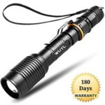 Led Tactical Flashlight High Lumen Handheld Torch Zoomable Shock Resistant Waterproof Survival Light Long Size Best for Outdoor Automotive Emergency,Black