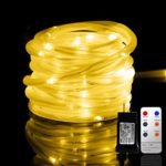 LED Rope Lights, Malivent 33FT 136 LED Christmas Rope Lights Indoor Outdoor with Remote,8 Modes/Timer, Waterproof, Low Voltage Light for Christmas Holiday Garden Patio Party Decoration(Warm White)