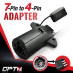 OPT7 Weatherproof 7 Way Flat Blade to 4 Way Pin Adapter w/ Secure Tab – For Trailer Tow Hitch and Redline Tailgate LED