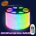 SuperonlineMall AC 110-120V Flexible RGB LED Strip Lights, 60 LEDs/M, Waterproof, Multi Color Changing 5050 SMD LED Rope Light for Wedding Party Christmas New Year Decoration (10m/32.8ft, RGB)
