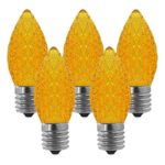 NORAH DECOR Faceted LED C9 Yellow Christmas Replacement Night Light Bulbs, Commercial Grade,Supper Brightness LED, Fits Into Candelabra E17 Sockets, 25 Pack