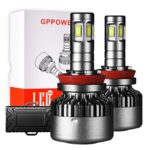 GPPOWER Car LED Headlight Bulbs 4 Side CSP H8 H9 H11 ALL IN ONE Lamp Conversion KIT 100W 12000LM 6000k White Warranty 2year (H8/H9/H11)