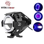 YITAMOTOR 125w Motorcycle LED Headlight U7 Fog Lamp Front Spot Light DRL Spotlight Driving Daytime Lights with Angel Eyes Ring