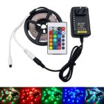 Led Light Strip, RiRiWon 16.4 Ft Flexible RGB LED Strip Light, 2835 270Leds Led Tape, Non waterproof diode ribbon with 24key IR Remote Controller and DC 12V Power Adapter