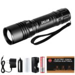 Zglon High Lumens Super Bright Tactical LED Handheld Flashlights Torch with Adjustable Zoomable Focus 5 Tac Light Modes and 18650 Battery