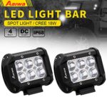 LED Pods Light Bars Aaiwa 4Inch 18W Spot Beam Driving Fog Light Off Road SUV Jeep Boat Light（2 Pack ）