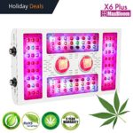LED grow light dimmable led grow light COB full spectrum for indoor plants veg and flower 12-band UV&IR MaxBloom high yield 600W X6 Plus led grow lights for marijuana (the 8th Generation)