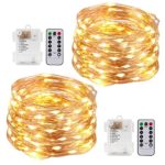 Kohree String Lights LED Copper Wire Fairy Christmas Light with Remote Control, 20ft/6M 60LEDs, 8 Modes AA Battery Powered, Waterproof Battery Box, Seasonal Decor Rope Lights for Holiday, Wedding, Par