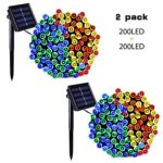 Binval Solar String Lights Multicolor for Outdoor,Patio,Lawn,Landscape,Fairy Garden,Home,Wedding,Holiday,Christmas Party and Xmas Tree Decorations[72feet-200LED-Multi-Color] 2-pack