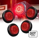 4PC OLS 2″ Round 10 LED Clearance Light [2 in 1 Reflector] [Polycarbonate Reflector] [10 LEDs] [D.O.T. Certified] [2 Year Warranty] Side Marker Light for Trucks and Trailers – Red
