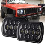 (Pair) 5”x7” 6”x7” High Low Beam Led Headlights for Jeep Wrangler YJ Cherokee XJ H6054 H5054 H6054LL 69822 6052 6053 with Angel Eyes DRL (Black 105w Osram Chips)