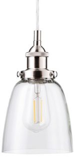 Fiorentino LED Brushed Nickel Pendant Light – w/ Clear Glass Shade – Linea di Liara LL-P281-LED-BN