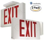 eTopLighting [2 Pack] Red LED Exit Sign, Emergency Light, Green Lettering in White Body, Battery Back Up, Extra Face Plate Double Face, Ceiling / Wall Mount, AGG2538