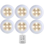 Puck Lights with Remote Control, Ellishang 6 Pack LED Tap Lights Battery-powered Wireless Night Lights Kitchen Under Cabinet Lighting,Stick on Push Lights for Closets,Pantries (Warm-white))