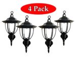 Solar Powered Wall Lamp- Set of 4- Motion Activated Security Lights- Wireless Outdoor Lantern- Beautiful Light Fixture- Garden Décor Accent Lighting- Best for Patio, Pool, Yard, Deck (Black)
