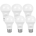 A19 LED Light Bulbs YWTESCH 9W (60W Equivalent) Non-Dimmable 5000K Daylight, 840-Lumen, E26 Medium Base, 220 Degree Beam Angle, Pack of 6