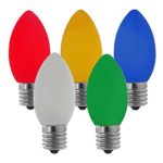 NORAH DECOR Opaque LED C9 Multicolor Christmas Replacement Incandescent Night Bulbs, 0.8W Commercial Grade,Supper Brightness LED, Fits Into Candelabra E17 Base Socket, 25 Pack