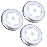 AMIR Motion Sensor Light, Cordless Battery-Powered LED Night Light, Stick-anywhere Closet Lights Stair Lights, Puck Lights, Safe Lights for Hallway, Bathroom, Bedroom, Kitchen (White – Pack of 3)