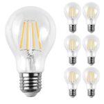 Ascher E26 LED Classic Light Bulbs / 6W, Equivalent 60W, 800lm / Warm White 2700K / Filament Clear Glass / Non Dimmable / Pack of 6