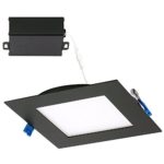 GetInLight Slim Dimmable 6 Inch LED Recessed Lighting, Square Ceiling Panel, Junction Box Included, 4000K(Bright White), 12W, 800lm, Black Finished, cETLus Listed, IN-0308-2-BK-40