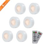 Salking LED Under Cabinet Lighting, Closet Light, 360LM 6PACK(36W Edison Equivalent), Wireless Puck Lights Under Counter LED Lights for Bathroom Kitchen Aisle Corridor, Battery Powered,Pearl White ABS