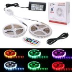 SPARKE LED Strip Light Non-Waterproof 10Meter 32.8 Feet 5050 RGB 600LEDs Flexible Color Changing LED Rope Lights Kit with RF Remote Controller and UL Listed 24V Power Supply