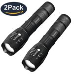 Sunnest 2 Pack LED Tactical Flashlight, Handheld Ultra Bright Waterproof Flashlight with 5 Modes & Zoom Function, Perfect for Home, Camping, Biking, Emergency, Car